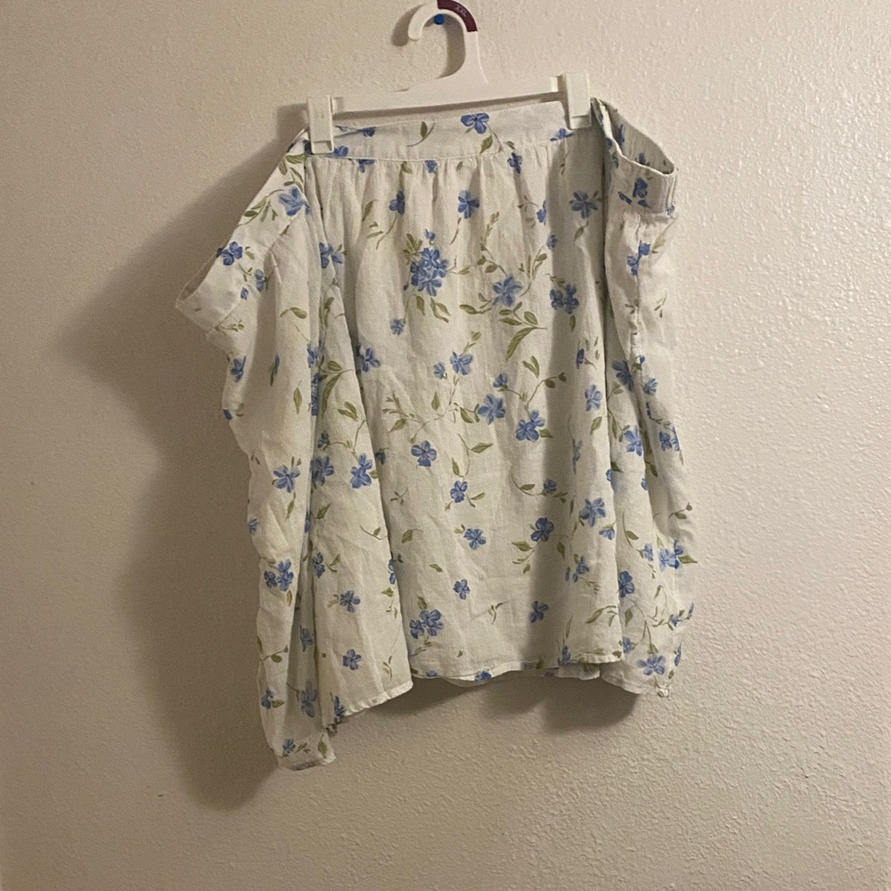 White Floral Skirt with Blue Flowers